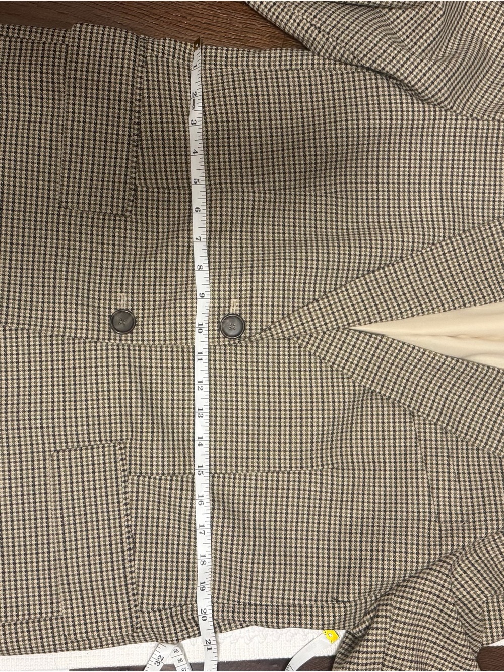 Womens Houndstooth Blazer Jacket - Tan/Black - Picture 10 of 13
